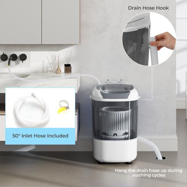 Portable Mini Semi-automatic Washing Machine with Spin Tub and Drain Hose 2.5 kg Capacity