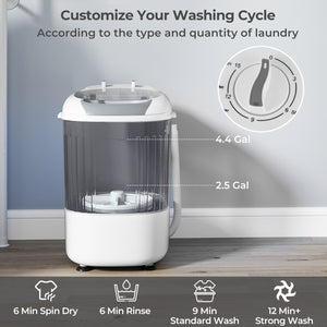 Portable Mini Semi-automatic Washing Machine with Spin Tub and Drain Hose 2.5 kg Capacity