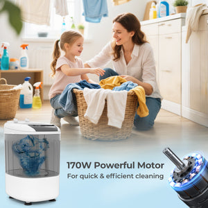 Portable Mini Semi-automatic Washing Machine with Spin Tub and Drain Hose 2.5 kg Capacity