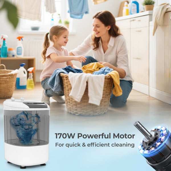 Portable Mini Semi-automatic Washing Machine with Spin Tub and Drain Hose 2.5 kg Capacity