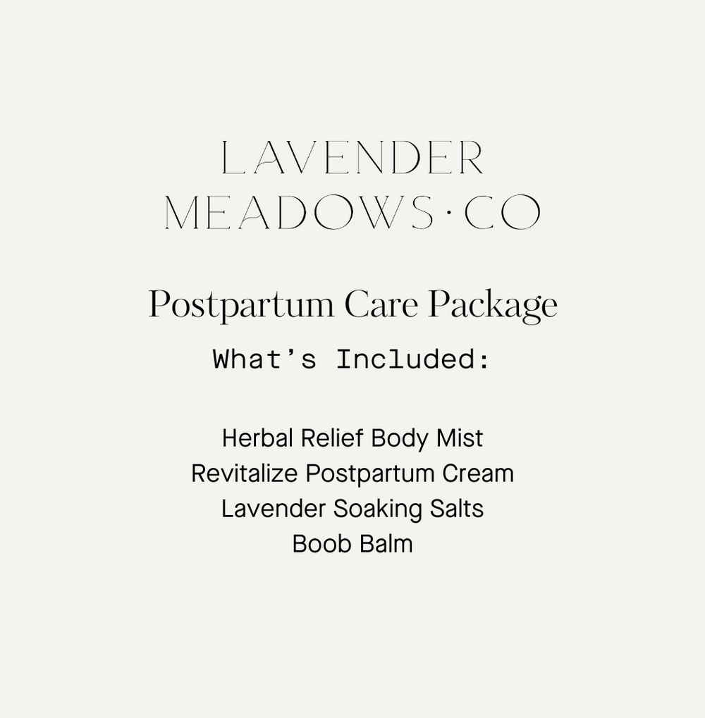 "Postpartum care package gift set for new moms, featuring essential recovery items and soothing products."