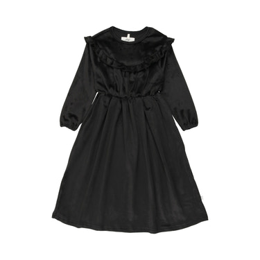 Velour Ruffle Maxi- Black