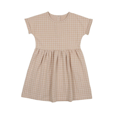 Grid Dress in Sand for babies - stylish and comfortable dress for little ones. Perfect for any occasion.