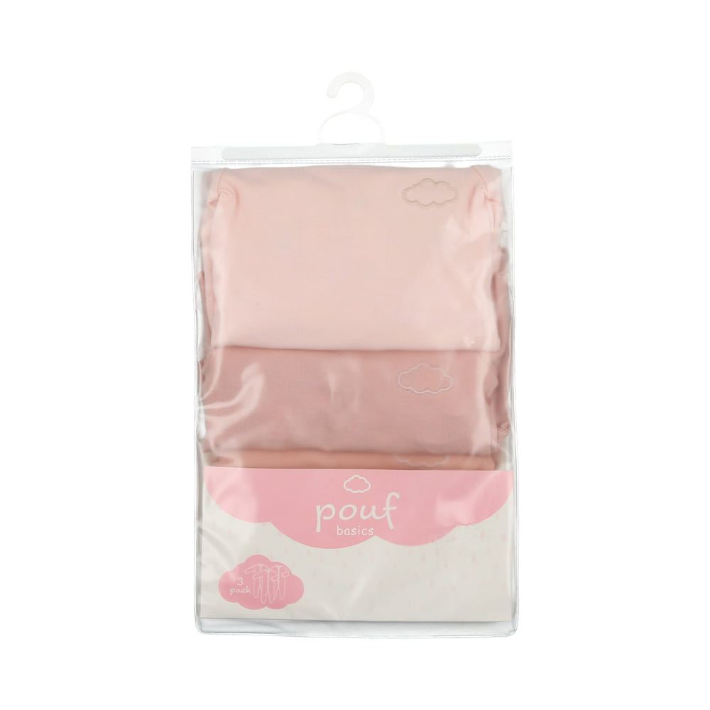 3 Pack of pink baby footies, cozy zip pajamas for infants, perfect for comfort and style.