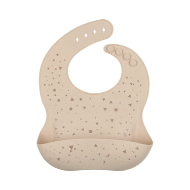 Geometric oat silicone bib for babies, featuring a stylish design and easy-to-clean material.
