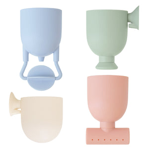 Mushie Pour and Play Bath Set silicone suction pour cups muted colors