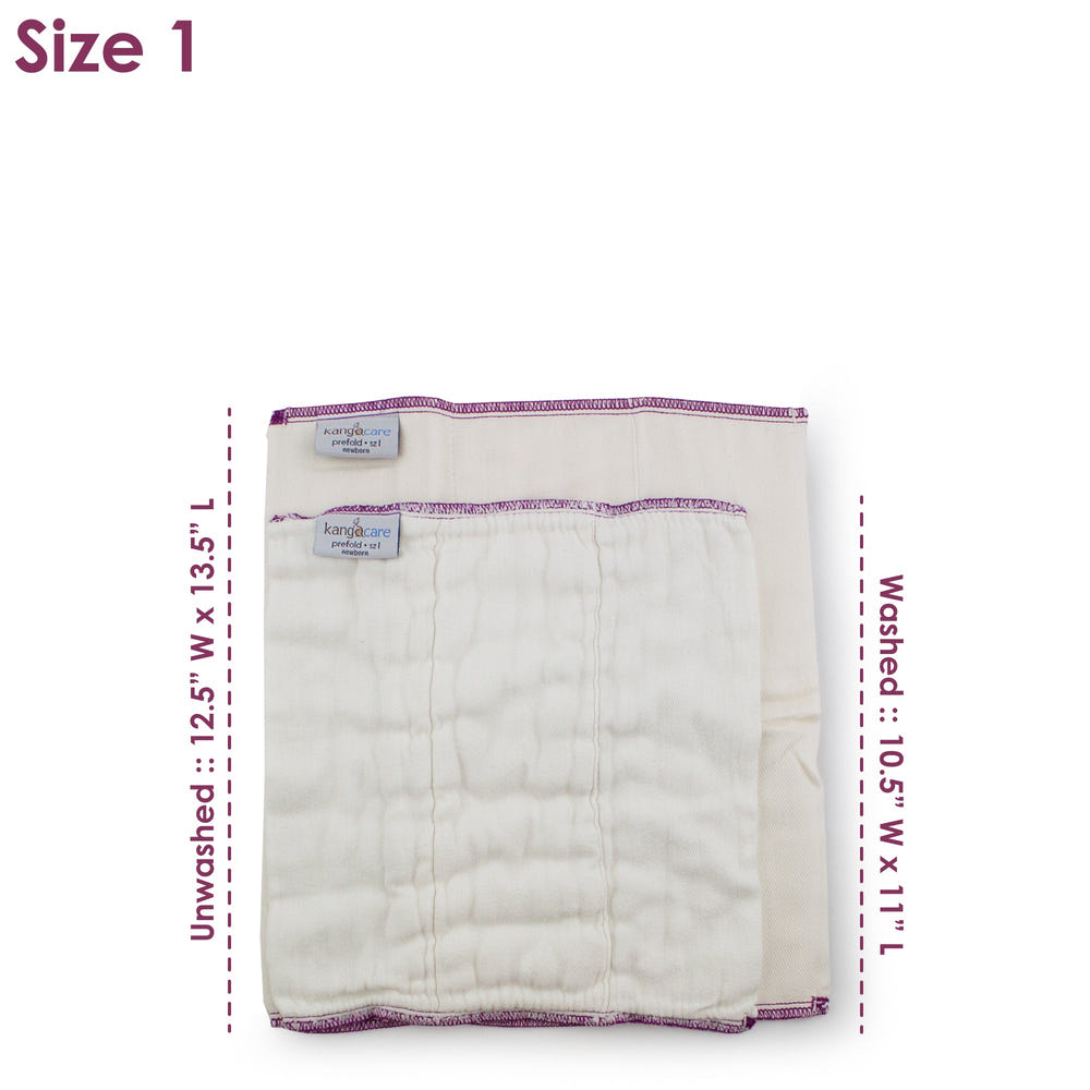 Kanga Care Bamboo Prefold Cloth Diapers (6pk) - Size 1 : Newborn - MOOGCO Baby