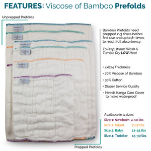 Kanga Care Bamboo Prefold Cloth Diapers 6pk Size 4 for toddlers, shown at angle 3, eco-friendly and soft.