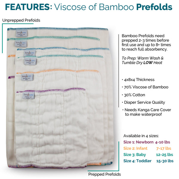 Kanga Care Bamboo Prefold Cloth Diapers (6pk) - Size 4 : Toddler