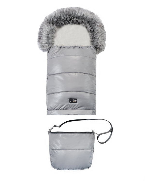 Pastel Dark Gray Organic Premium Wool Adjustable Footmuff