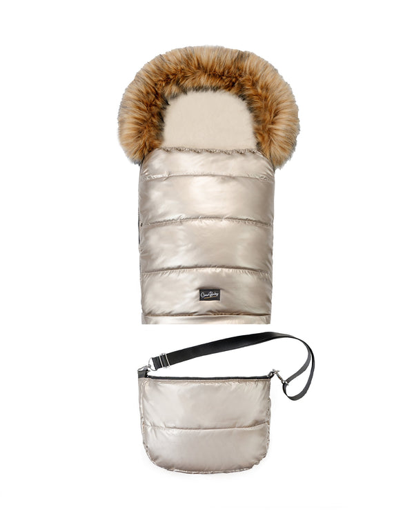 Pastel Gold Organic Premium Beige Wool Adjustable Footmuff