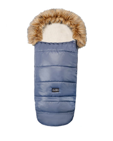 Pastel Navy Organic Premium Beige Wool Adjustable Footmuff