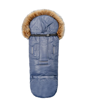Pastel Navy Organic Premium Beige Wool Adjustable Footmuff