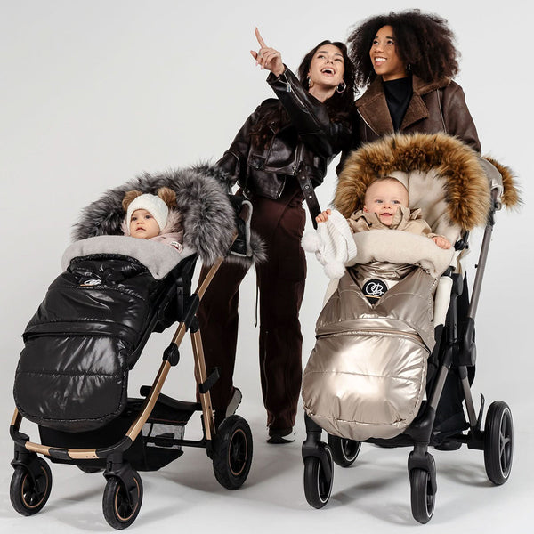 Pastel Black Organic Premium Gray Wool Adjustable Footmuff