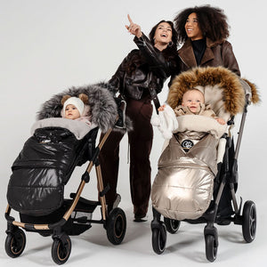 Pastel Navy Organic Premium Beige Wool Adjustable Footmuff