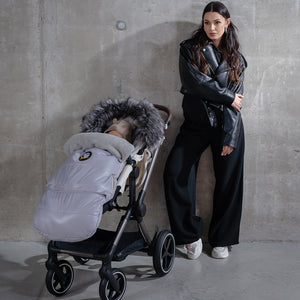 Pastel Black Organic Premium Gray Wool Adjustable Footmuff