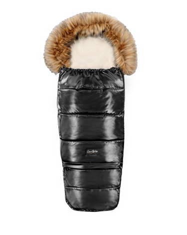 Satin Black Organic Premium Beige Wool Adjustable Footmuff