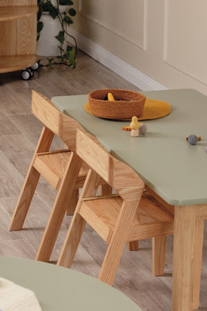 Matt Sage Rectangle Table (47.5" x 30" x 17") –  Solid Oak Frame