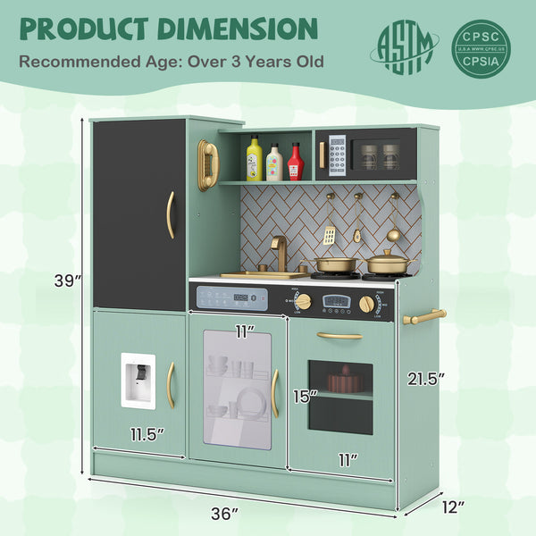 Pretend Play Kitchen with Utensils for Kids Aged 3+ - Realistic