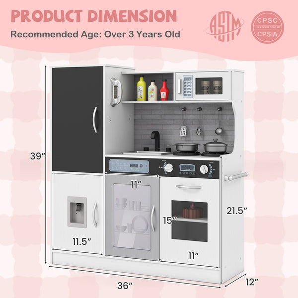 Pretend Play Kitchen with Utensils for Kids Aged 3+ - Realistic