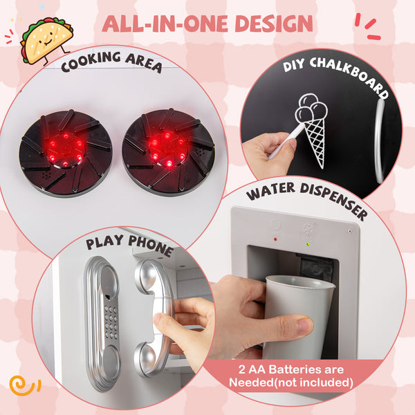 Pretend Play Kitchen with Utensils for Kids Aged 3+ - Realistic