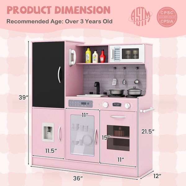 Pretend Play Kitchen with Utensils for Kids Aged 3+ - Realistic