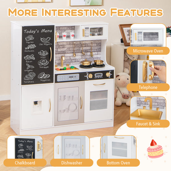 Pretend Play Kitchen with Utensils for Kids Aged 3+ - Realistic