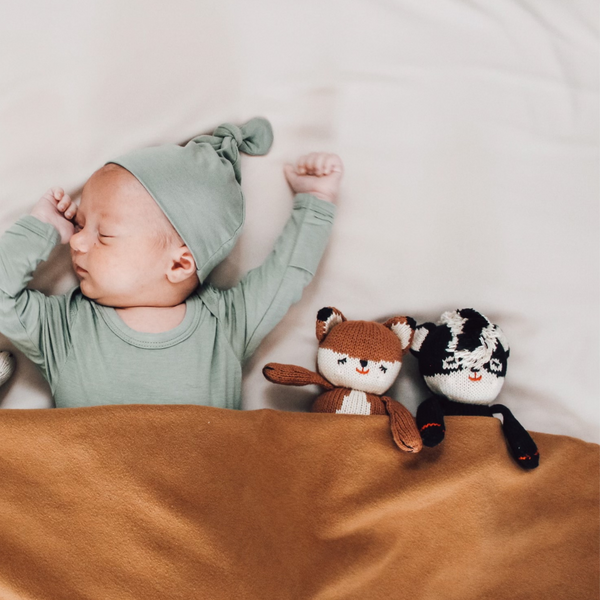 Knit baby fox doll in angle 7 view, perfect for cuddling and playtime.