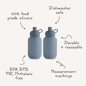 Silicone Puree Pouch in angle view, perfect for easy feeding and on-the-go convenience for babies.