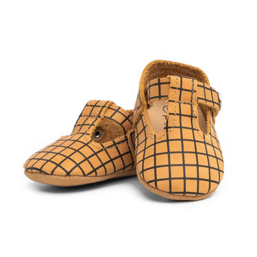 Parker T-Strap Mary Jane soft sole baby shoes in pink, perfect for infants and toddlers.