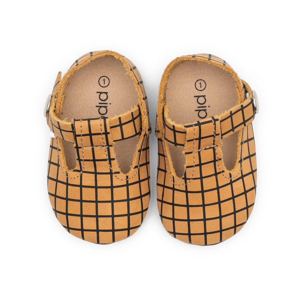 Parker T-Strap Mary Jane soft sole baby shoes in pink, perfect for infants and toddlers.