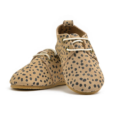 Cheetah Low Top Oxfords for babies with hard sole, stylish and comfortable footwear for little ones.