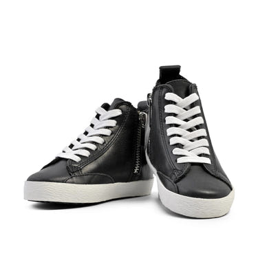 Black high top sneakers for babies, stylish and comfortable footwear for little ones.