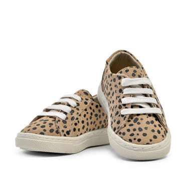 Cheetah low top sneakers for babies, stylish and comfortable footwear for little ones.