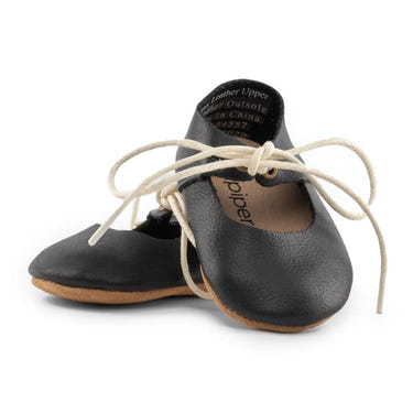 Black Lace-Up Mary Jane Soft Sole for babies - stylish and comfortable footwear for little ones.