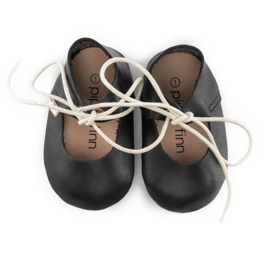 Black Lace-Up Mary Jane Soft Sole for babies - stylish and comfortable footwear for little ones.