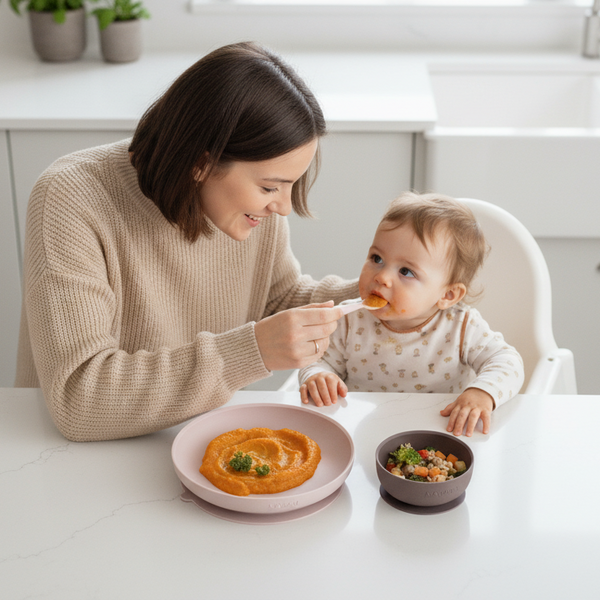 Nattou Silicone Children’s Tableware Set 4-Piece with Non-Slip Suction Plate & Bowl - MOOGCO Baby