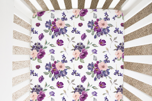 Fitted Crib Sheet - Purple & Blush Floral