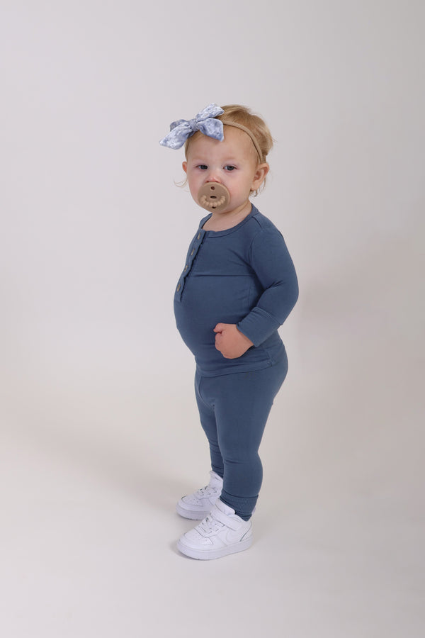 GOLDIE || BABY LONG SLEEVE HENLEY TOP AND BOTTOM SET