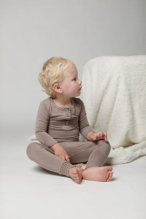 GOLDIE || BABY LONG SLEEVE HENLEY TOP AND BOTTOM SET