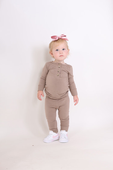 GOLDIE || BABY LONG SLEEVE HENLEY TOP AND BOTTOM SET