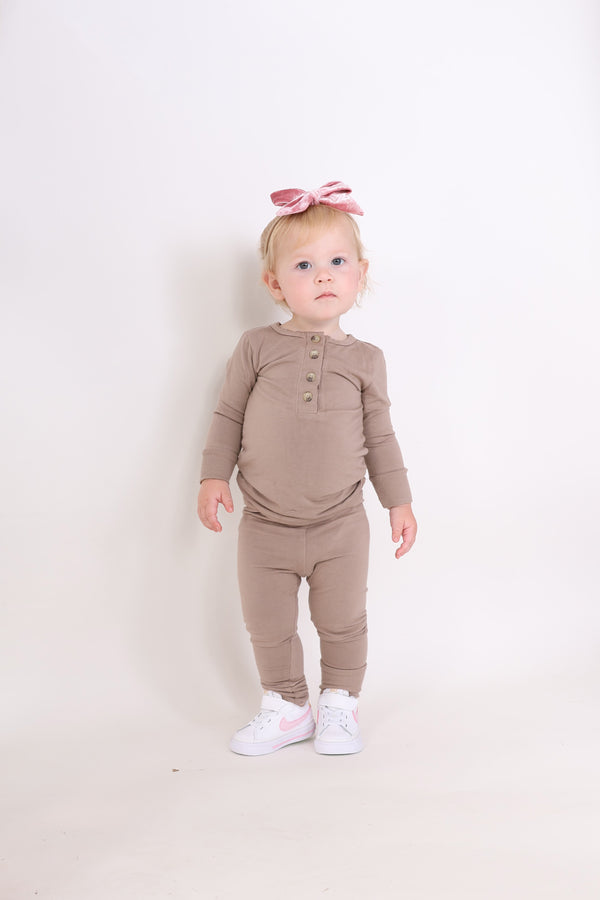GOLDIE || BABY LONG SLEEVE HENLEY TOP AND BOTTOM SET