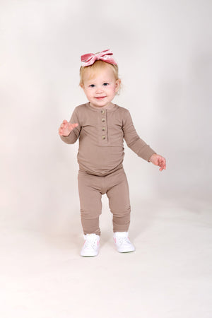 GOLDIE || BABY LONG SLEEVE HENLEY TOP AND BOTTOM SET
