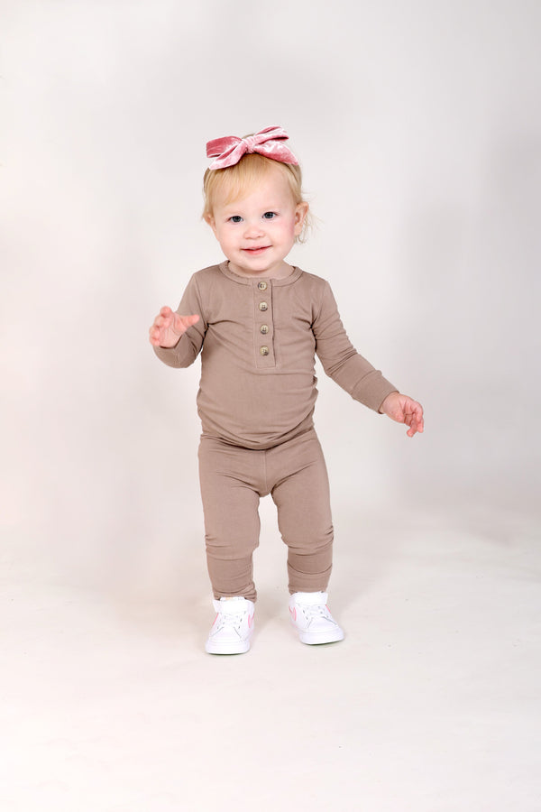 GOLDIE || BABY LONG SLEEVE HENLEY TOP AND BOTTOM SET