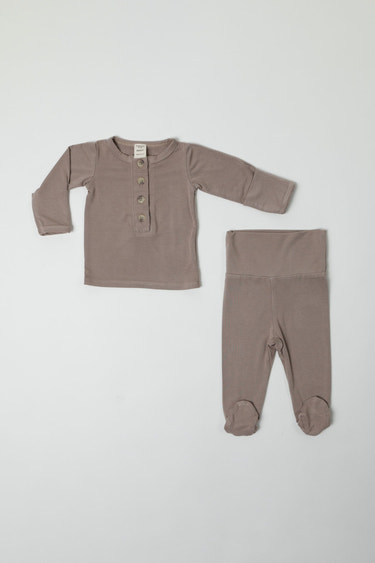GOLDIE || INFANT LONG SLEEVE HENLEY TOP AND BOTTOM SET