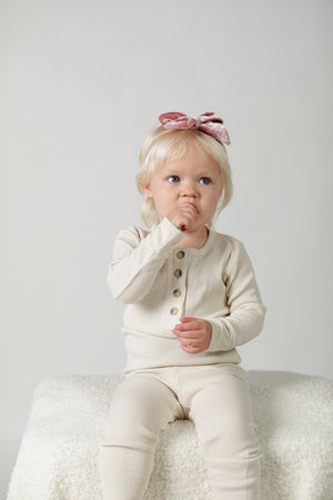 DELILAH || THERMAL BABY LONG SLEEVE HENLEY TOP AND BOTTOM SET