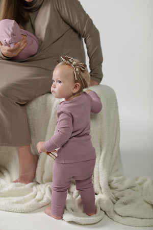 DELILAH || THERMAL BABY LONG SLEEVE HENLEY TOP AND BOTTOM SET