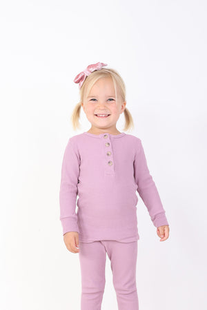 DELILAH || THERMAL BABY LONG SLEEVE HENLEY TOP AND BOTTOM SET