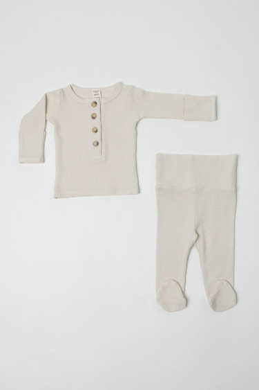 DELILAH || THERMAL INFANT LONG SLEEVE HENLEY TOP AND BOTTOM SET