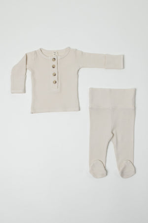 DELILAH || THERMAL INFANT LONG SLEEVE HENLEY TOP AND BOTTOM SET